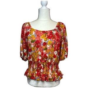 LOFT Outlet Women's Floral Ruched Top Size Medium